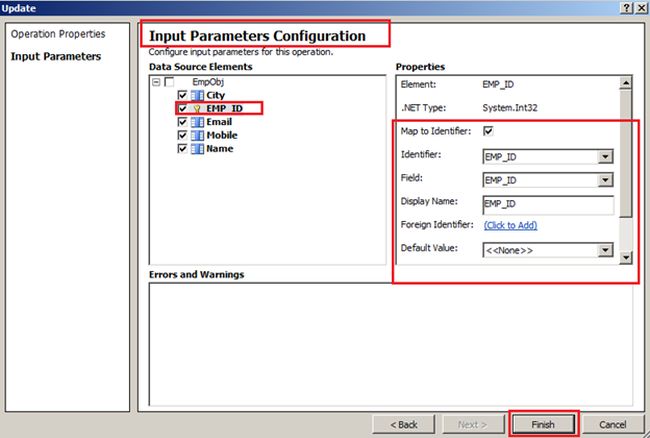 configure input parameters